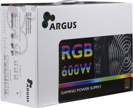 Inter-Tech Argus RGB 600W Μαύρο Τροφοδοτικό Υπολογιστή Full Wired 80 Plus Bronze