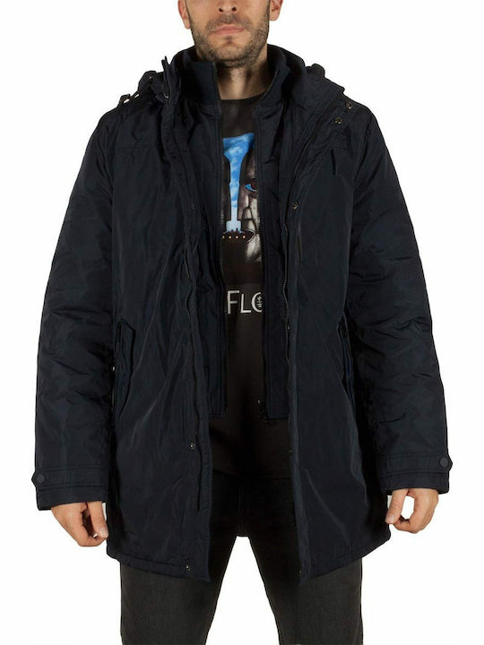 Biston Men's Winter Parka Jacket Navy Blue