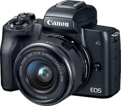 Canon EOS M50 Mirrorless Camera Crop Frame Kit (EF-M 15-45mm F3.5-6.3 IS STM) Black
