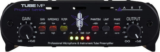 ART Pro Audio Tube MP Project Series Tube Microphone Preamplifier Mono with Phantom Power & 1 XLR Input