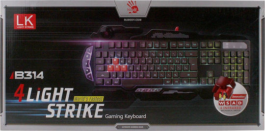 A4Tech Bloody B314 Gaming Μηχανικό Πληκτρολόγιο με Custom Black διακόπτες και RGB φωτισμό (Αγγλικό US)