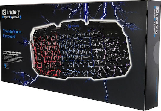 Sandberg Thunderstorm Гейминг Клавиатура с Подсветени клавиши (Английски UK) Черен