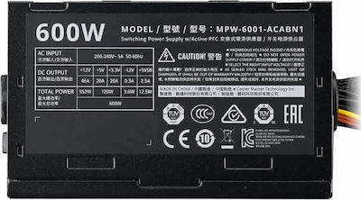 CoolerMaster Elite V3 230V 600W Τροφοδοτικό Υπολογιστή Full Wired