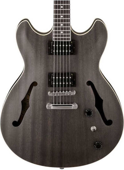 Ibanez AS53 Електрическа Китара ES с HH Конфигурация на Пикапите Transparent Black Flat