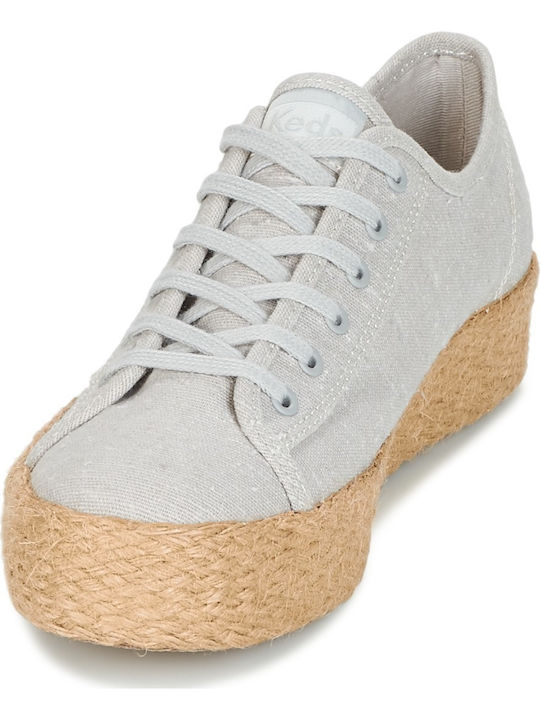 Triple Kick Jute Damen Flatforms Sneakers Gray