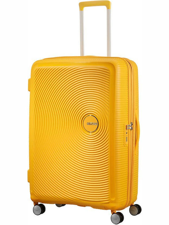 American Tourister Soundbox Spinner 4 Large Hard Yellow Suitcase With 4 Wheels Height 77cm