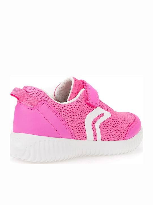 J Waviness G C Mesh Geobuck Παιδικά Sneakers Ανατομικά με Σκρατς Φούξια