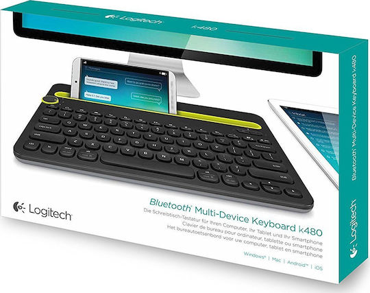 Logitech K480 Безжично Само клавиатура за таблет Английски US Черно