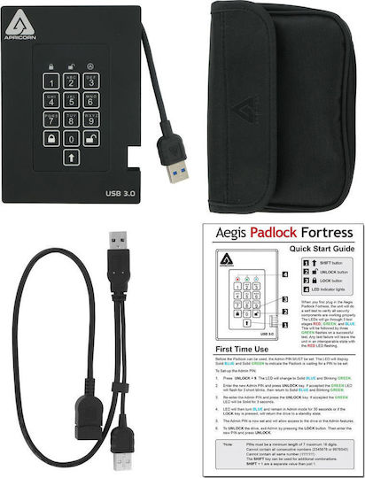 Apricorn Aegis Fortress USB-A 3.0 External Hard Drive 2TB 2.5" Black