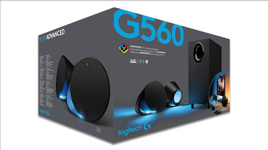 Logitech G560 Ασύρματα Ηχεία Υπολογιστή 2.1 με Bluetooth και Ισχύ 120W σε Μαύρο Χρώμα