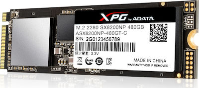 Adata SX8200NP SSD 480GB τύπου M.2 με σύνδεση PCI Express 3.0 ASX8200NP-480GT-C