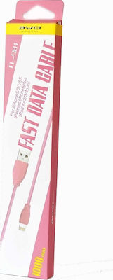 Awei CL-981 Braided USB-A to Lightning Cable Pink 1m