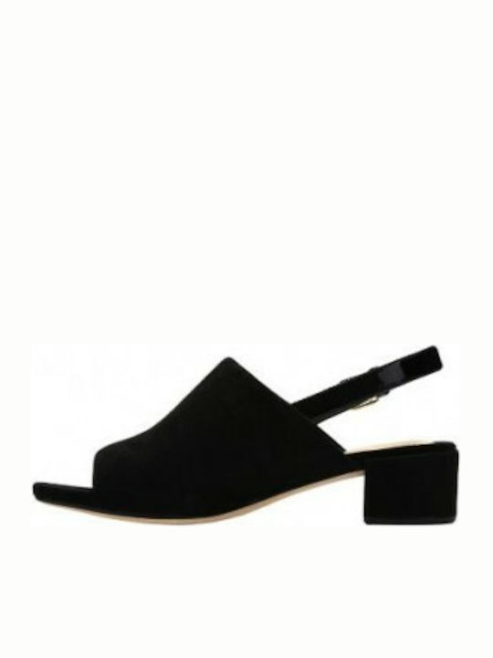 Clarks Orabella Ivy Catifea Sandale dama Anatomic cu Toc Mic in Culorea Negru