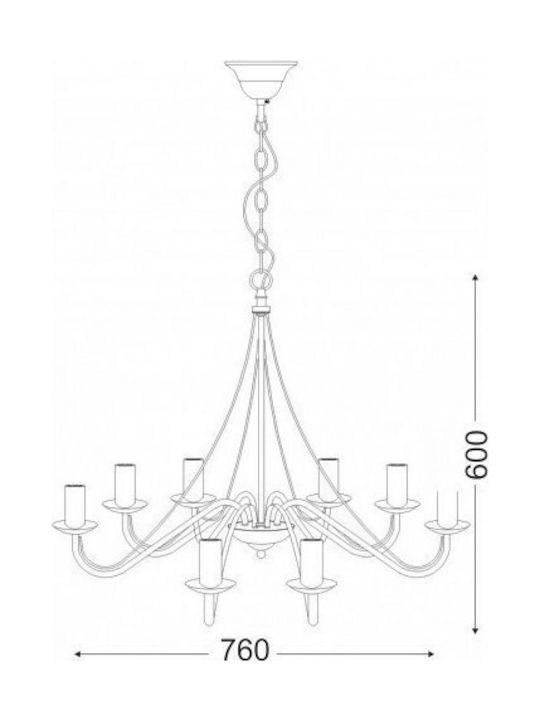 Aca Chandelier Candlestick 8xE14 White DLA0438