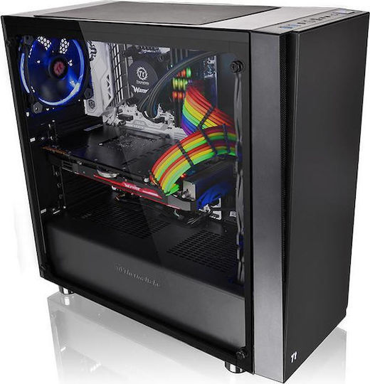 Thermaltake Versa J21 Tempered Glass Edition Gaming Midi Tower Κουτί Υπολογιστή με Πλαϊνό Παράθυρο Μαύρο