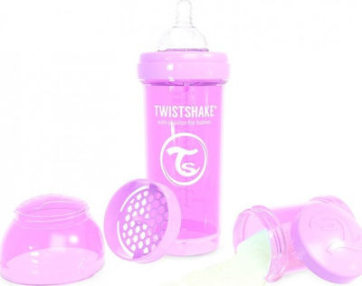 Twistshake Plastic Bottle Set Pastel Anti-Colic with Silicone Nipple for 0+, 0+ m, months Purple 260ml