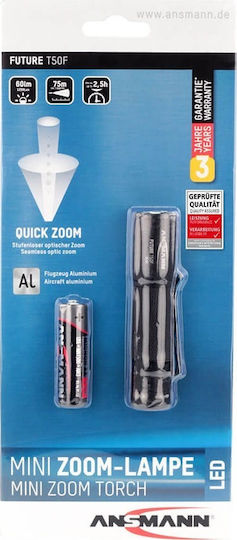 Ansmann Flashlight LED with Maximum Brightness 60lm Torch Future T50F Black