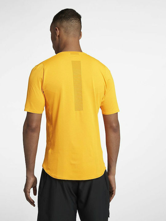 Nike Court AeroReact Rafa Men's Athletic T-shirt Short Sleeve Yellow