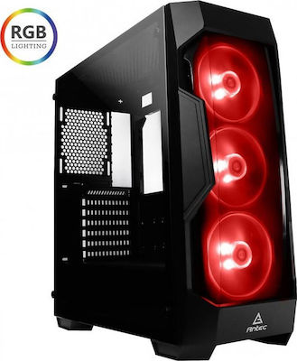 Antec DF500 RGB Геймърско бюро Midi Tower Компютърна кутия със страничен прозорец Черен