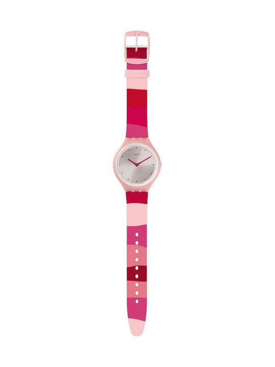 Swatch Skinset Uhr mit Rosa Kautschukarmband