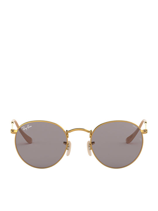 Ray Ban Round Metal Unisex Γυαλιά Ηλίου με Χρυσό Μεταλλικό Σκελετό και Μωβ Φακό
