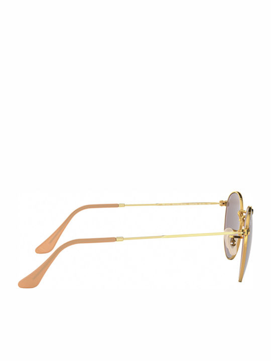 Ray Ban Round Metal Unisex Γυαλιά Ηλίου με Χρυσό Μεταλλικό Σκελετό και Μωβ Φακό
