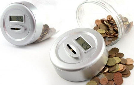 Smart Safe Jar Money Box Plastic Transparent 12x12x17cm