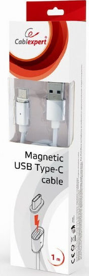 Cablexpert Magnetic Regular USB 2.0 Cable USB-C Male to USB-A Gray 1m