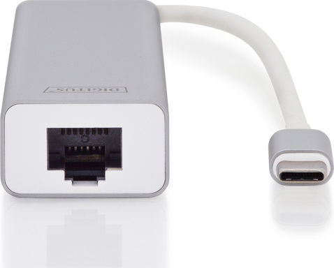Digitus Hub USB 3 Porturi USB 3.0 cu Conectare USB-C Ethernet Argintiu