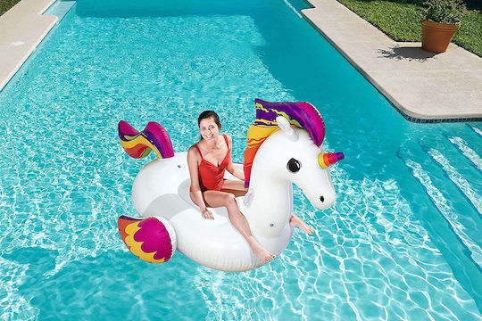 Bestway Φουσκωτό Ride On Θαλάσσης Unicorn με Χειρολαβές Λευκό 224x164cm