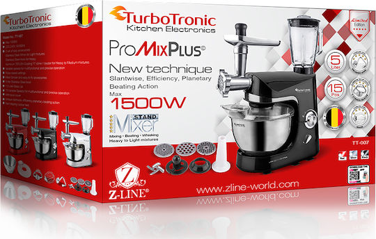 Turbotronic Mixează 2000W cu Vas din Oțel Inoxidabil 4.5lt Roșu