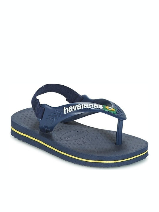 Kids' Flip Flops Navy Blue Brasil Logo