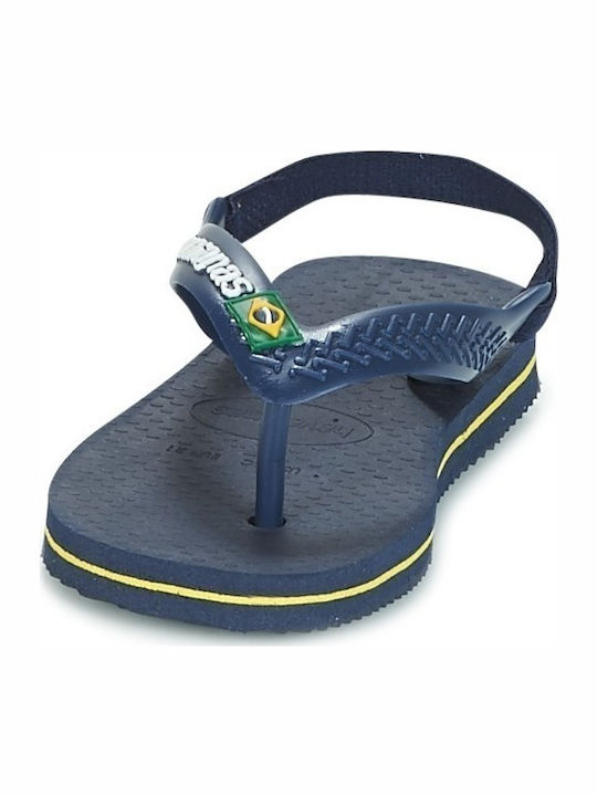 Kids' Flip Flops Navy Blue Brasil Logo