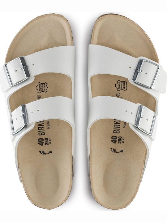 Arizona Birko-Flor Women's Anatomic Flat Sandals White Narrow Fit