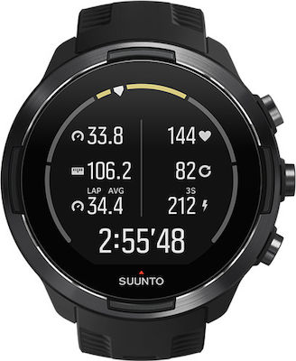 Suunto 9 Baro Stainless Steel 50mm Waterproof Smartwatch with Heart Rate Monitor (Black)