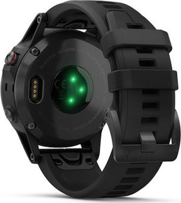 Garmin Fenix 5 Plus Stainless Steel 47mm Αδιάβροχο Smartwatch με Παλμογράφο (Μαύρο)