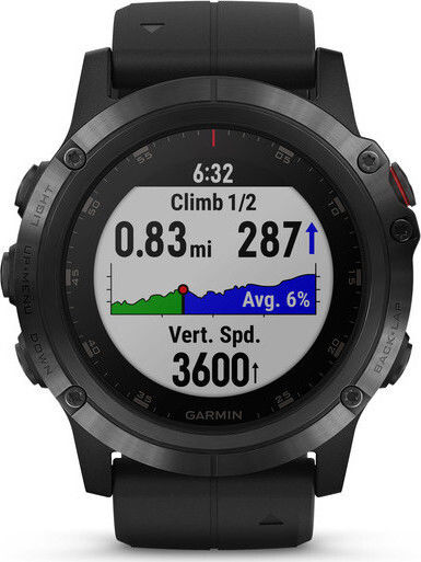 Garmin Fenix 5 Plus Stainless Steel 51mm Αδιάβροχο Smartwatch με Παλμογράφο (Μαύρο)