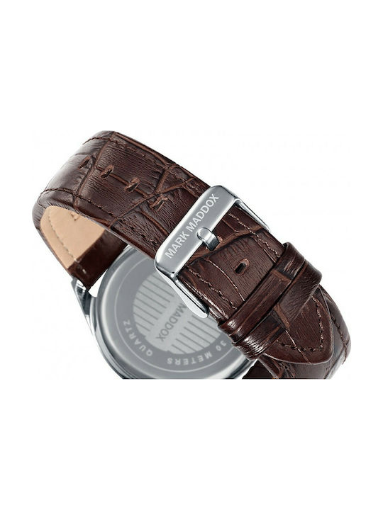 Mark Maddox Watch Battery with Brown Leather Strap HC7006-45