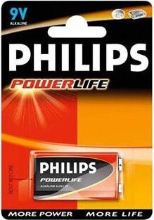 Philips PowerLife Αλκαλική Μπαταρία 9V 1τμχ