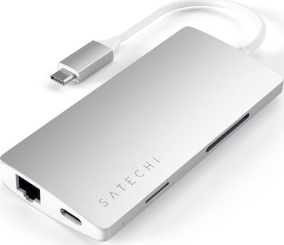 Satechi USB-C Docking Station mit HDMI 4K PD Ethernet Silber (ST-TCMA2S)