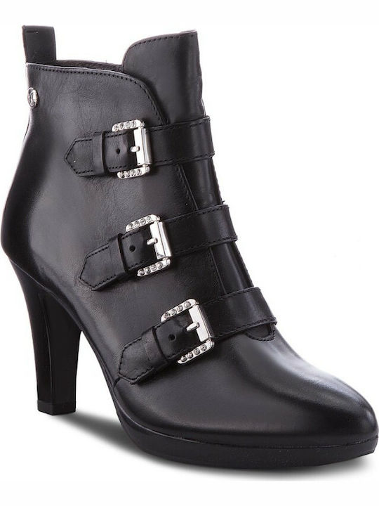 Caprice Leather Women's Ankle Boots Black