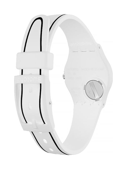 Swatch Black Border Watch with White Rubber Strap