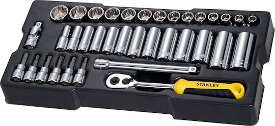 Stanley Set de chei tubulare și clichet 3\8" 36buc