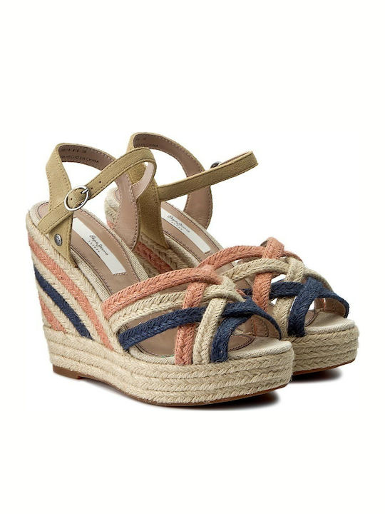 Pepe Jeans Walker Women's Fabric Ankle Strap Platforms Multicolour