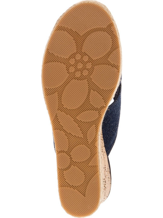 Tierra Women's Fabric Platform Wedge Sandals Navy Blue