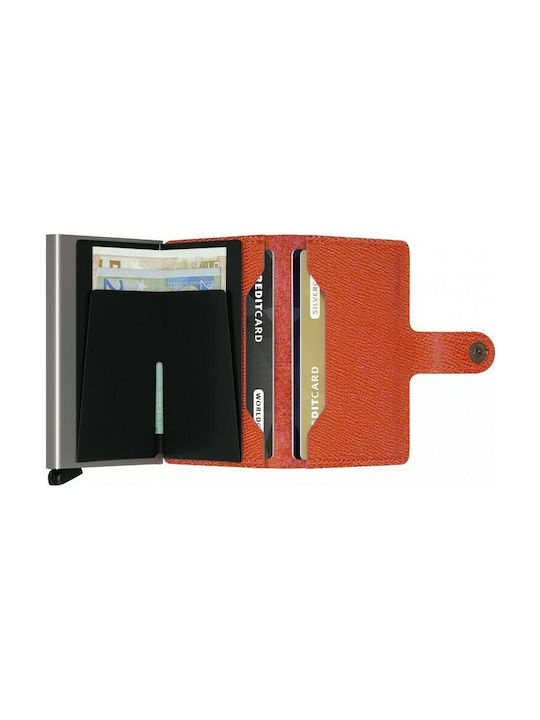 Secrid Miniwallet Crisple Δερμάτινο Ανδρικό Πορτοφόλι Καρτών με RFID και Μηχανισμό Slide Πορτοκαλί
