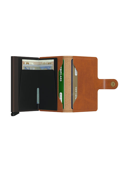 Secrid Miniwallet Original Piele Portofel bărbați Cărți cu RFID și mecanism de glisare Tabac maro
