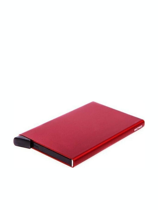 Cardprotector Portofel bărbătesc Carduri cu RFID și mecanism Slide Roșu