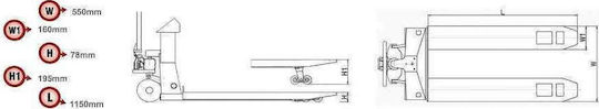TEM Palettenwagen LCD TE2 for Load Weight up to 3t in Gelb Color