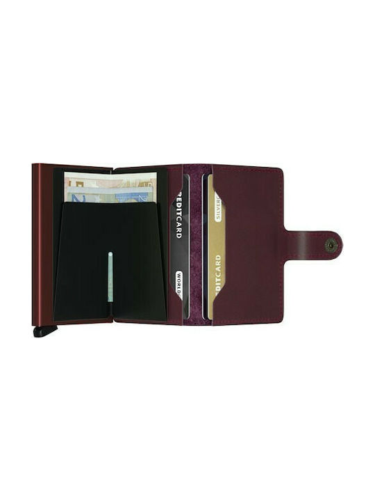 Secrid Miniwallet Original Δερμάτινο Ανδρικό Πορτοφόλι Καρτών με RFID και Μηχανισμό Slide Μπορντό